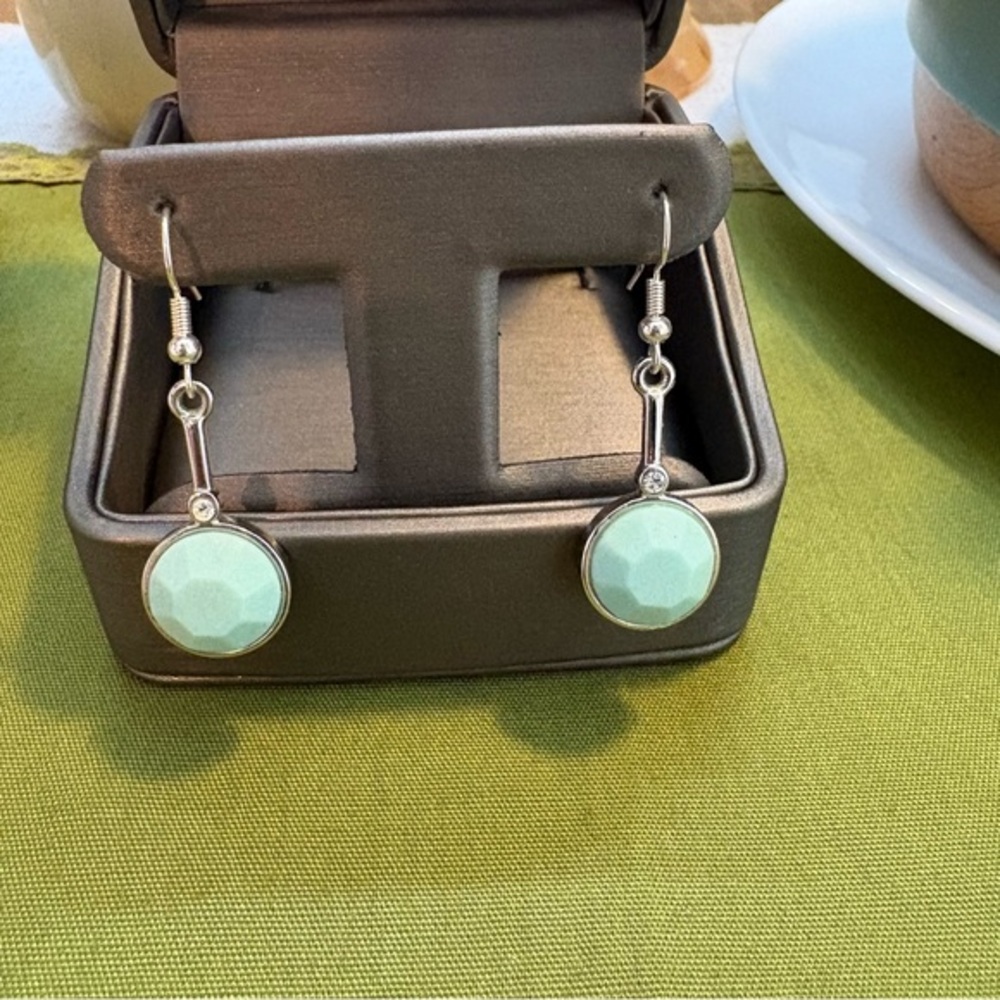 Lia Sophia - Silver and Mint Green Drop Earrings